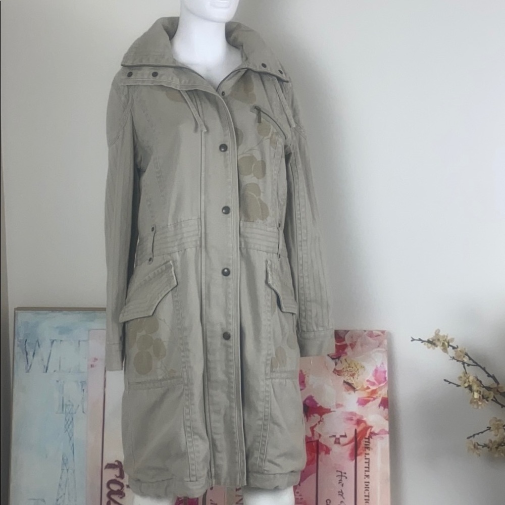 Karen Millen Beige Khaki Floral Coat Parka